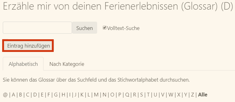 Glossareintrag hinzufügen