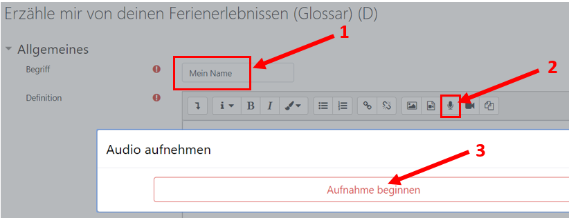 Glossareintrag hinzufügen