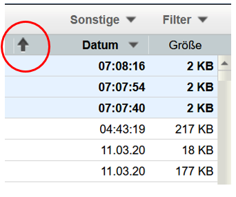 Screenshot E-Mail-Sortierung