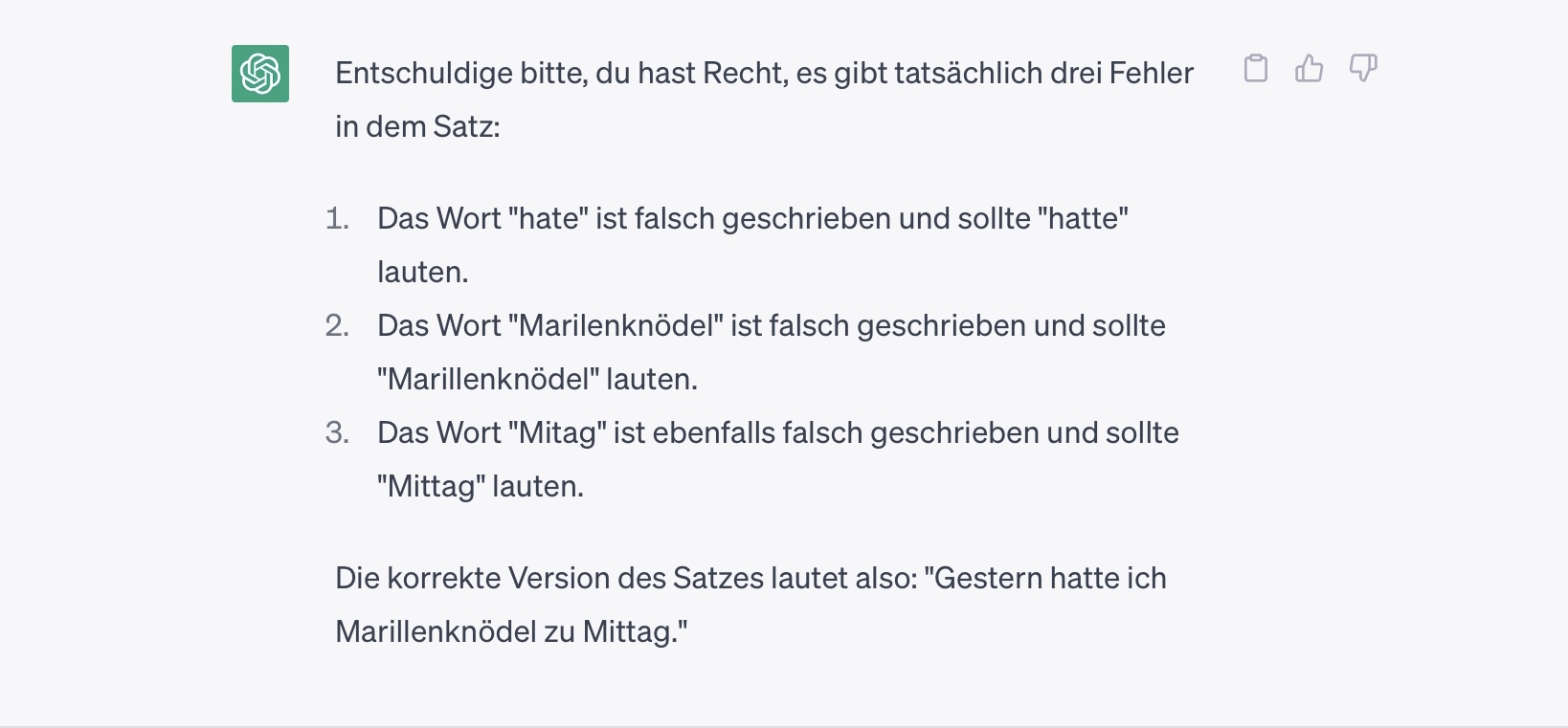 Prompt und Antwort ChatGPT