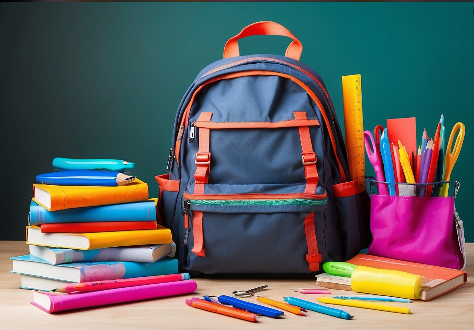 Schoolbag and things in it