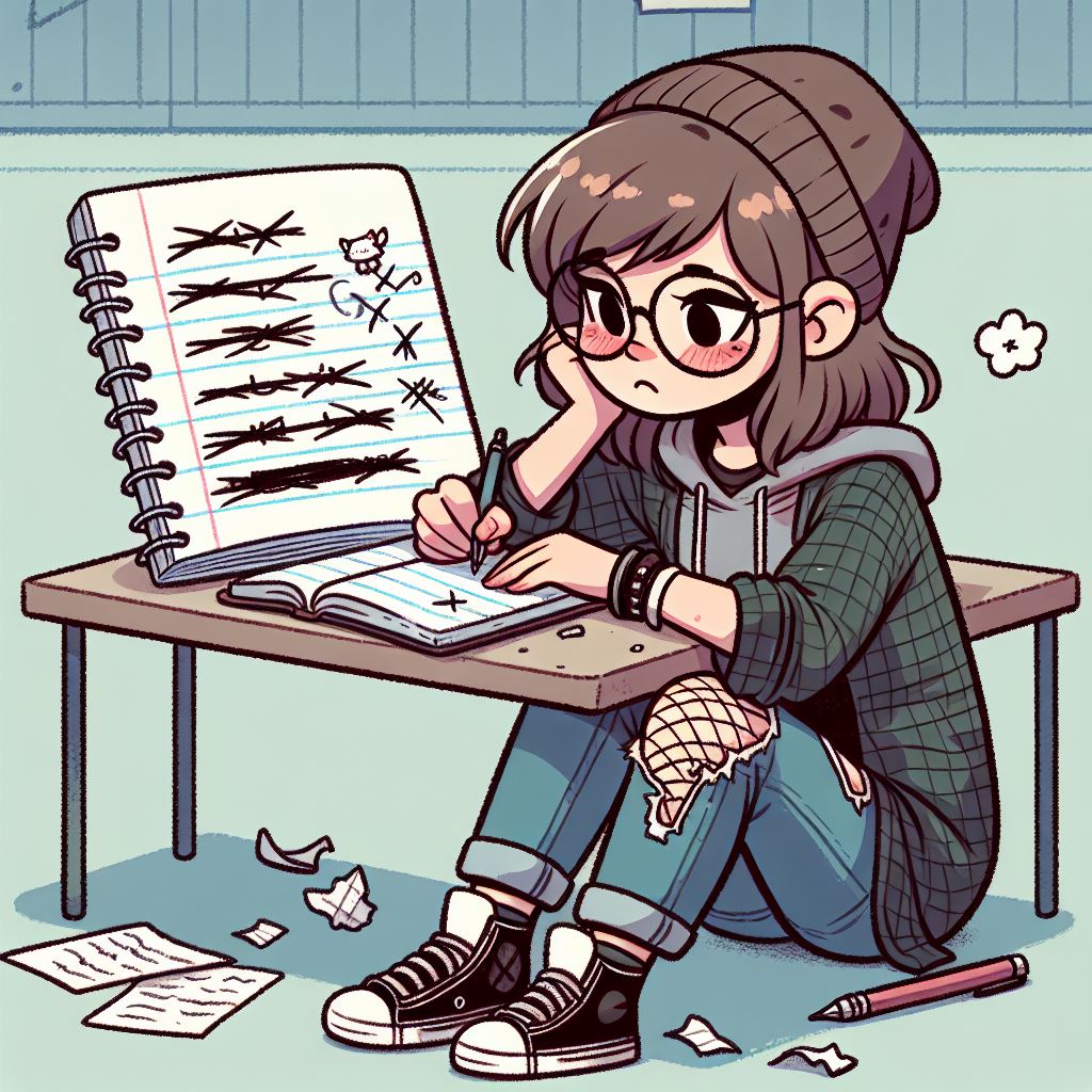 Emma, a 13-year-old-girlis writing a diary entry