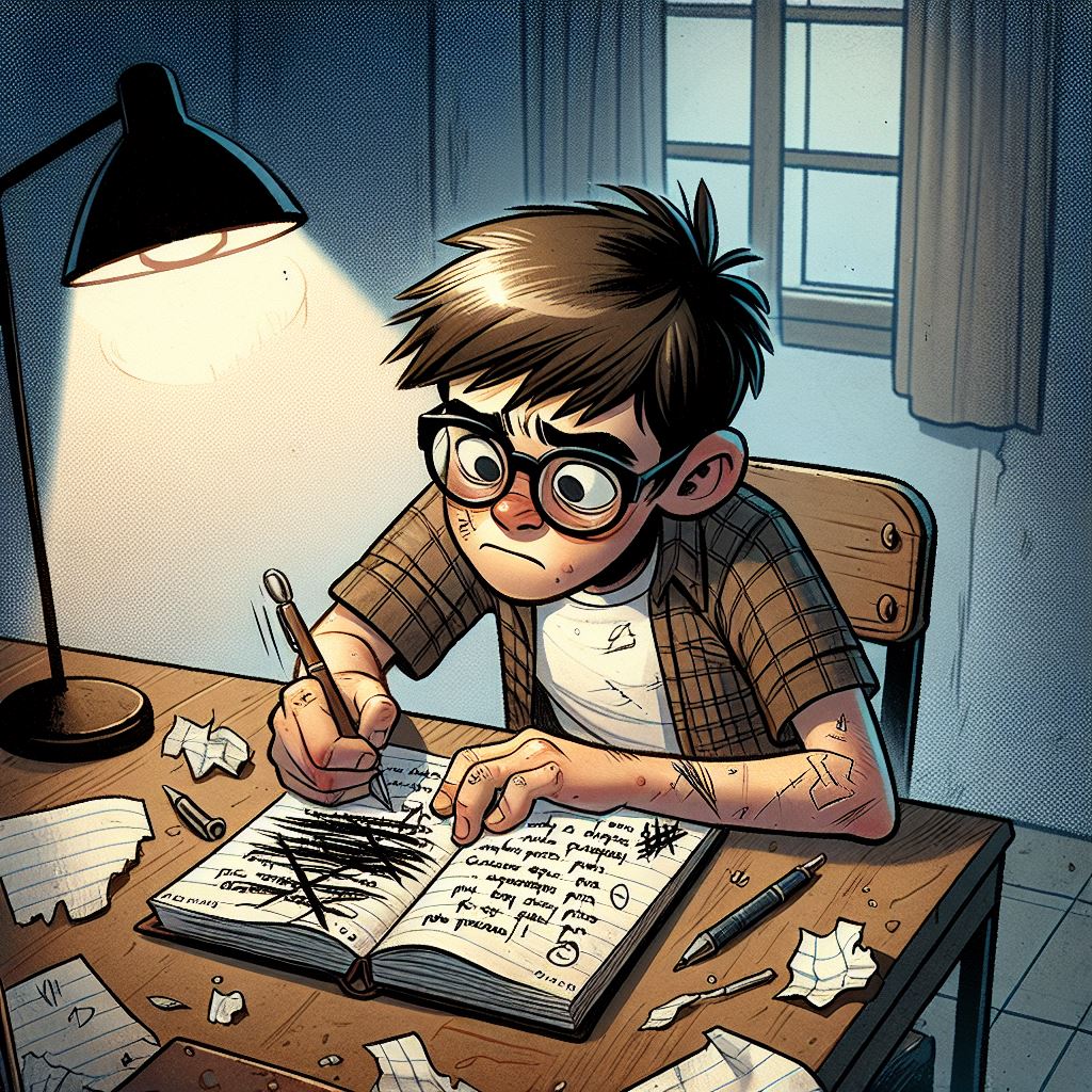 Jake, a 13-year-old-boy is writing a diary entry